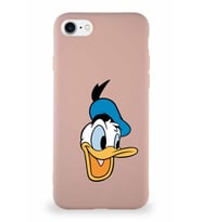 Apple iPhone 7 Soft Premier Kapak Donald Duck-A Tasarımlı Silikon Kılıf - Pudra (Şeffaf)