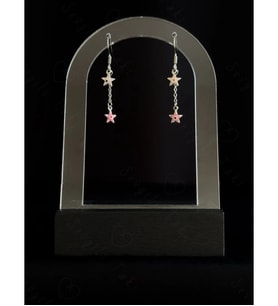 Pembe Yıldız Charmlı Çocuk Çelik Küpe -Vega Serisi (Gümüş - Pembe)