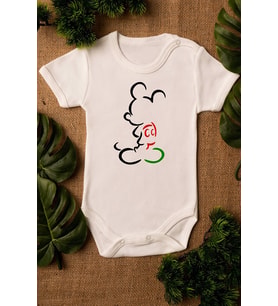 Organik Baskılı %100 Pamuklu Ekru Çıtçıtlı Body