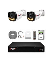 FURY 2 Kameralı Güvenlik Kamera Seti 4 Warm LED Gece Renkli Görüş 1 TB HDD
