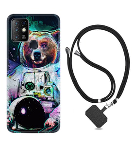INFINIX Hot 8 9 10 11S Hot 10 Play 10T Kılıf Boyun Askılı Silikon Astronot Panda 1755