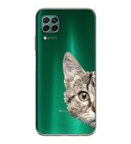 Huawei P40 Lite Uyumlu Kamera korumalı Kapak Catface Tasarımlı  Şeffaf Kılıf