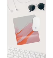 Pembe Turuncu Mermer Desenli Bilek Destekli Dikdörtgen Mouse Pad.