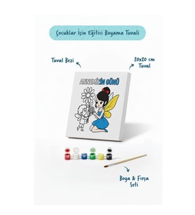Annemizin Günü Temalı Eğitici Boyama Tuvali – Şövalesiz Set 20x20 cm
