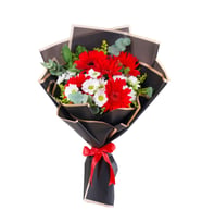 Kırmızı Gerbera Ve Beyaz Papatya Buketi