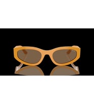 Vogue Unisex Güneş Gözlüğü - Geometrik/İrregüler Form Hardal Kemik Çerçeve Koyu Kahverengi Cam 0VO55