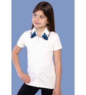 Toontoy Kız Çocuk Yakası Kelebek Nakışlı Tişört (Ekru)