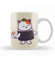 Cute Cat Sushi Salmon 02 Kupa Bardak Porselen