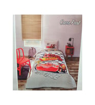 Özdilek Lisanslı Kapitoneli %100 Pamuk Tek Kişilik Çocuk Yatak Örtüsü (160x230)-Mcqueen Cars Fast Gri