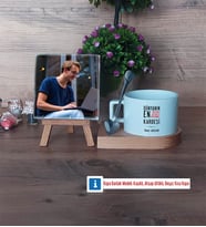 Erkek Kardeş Fotoğraflı Dekoratif Taş, Kupa Bardak Beyaz Hediye (Model 8)