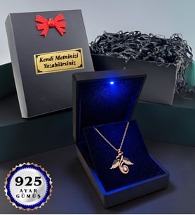 Kişiye Özel 925 Ayar Gümüş Sevgi Meleği Kolye 100 Dilde Seni Seviyorum Rose Kaplama Zirkon Taşlı Kadın Kolye