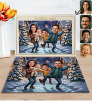 BK Gift Kişiye Özel Aile Yılbaşı Karikatür Tasarımlı 1000 Parça Profesyonel Puzzle-9, 1000 Puzzle, Yeni Yıl Hediyesi, Yılbaşı Hediyesi