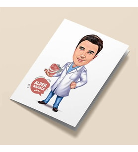 Kişiye Özel Mükemmel Diş Hekimi Karikatürlü Tebrik Kartı
