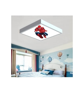 Örümcek Adam Çocuk Odası Led Avize- 60x60 Baskılı Led Avize- Beyaz Çerçeve-54w Led Işıklı Avize