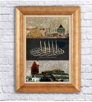 Altın Varaklı  Çerçeveli Paspartulu Tablo nd945 (Gold)