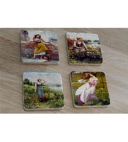 Çingene Kızı ve Kadınlar Doğal Taş Bardak Altlığı 4'lü set - Natural Stone Coasters