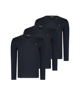 ÜÇLÜ SET T8587 DEWBERRY V YAKA ERKEK SWEATSHIRT-SİYAH-SİYAH-SİYAH