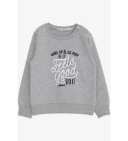 Breeze Erkek Çocuk Sweatshirt Yazı Baskılı 2-6 Yaş, Gri Melanj