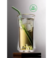 Çift Camlı Kokteyl Meşrubat Bardağı 300ml 2li Set