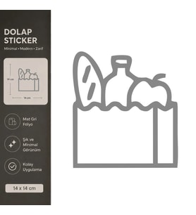 Market Ürünleri Mat Gri Dekoratif Folyo Sticker 14x14 cm