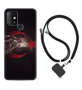INFINIX Hot 8 9 10 11S Hot 10 Play 10T Kılıf Boyun Askılı Silikon Kurt ve Ay Yıldız 1403