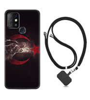 INFINIX Hot 8 9 10 11S Hot 10 Play 10T Kılıf Boyun Askılı Silikon Kurt ve Ay Yıldız 1403