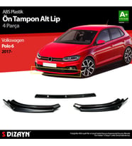 Volkswagen Polo 6 ABS Plastik Ön Tampon Alt Lip 3 Prç. 2017 Üzeri A+Kalite (Renksiz)