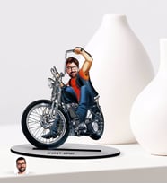 BK Gift Kişiye Özel Erkek Motorcu Karikatürlü Ahşap Biblo Model-5