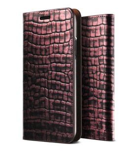 VRS Design İPhone X ile Uyumlu Genuine Croco Diary Kılıf Rose Pink