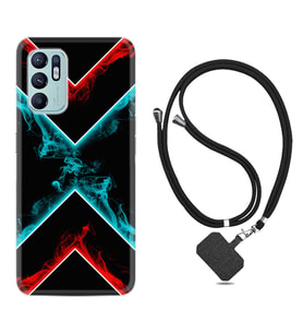 Oppo Reno 6 Kılıf Silikon Boyun Askılı İpli Desenli Silikon Smoke 1728