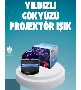 Döner Galaxy Projektör Gece Lambası – Ay ve Yıldız Işıklı Atmosfer Lamba, USB Bağlantılı