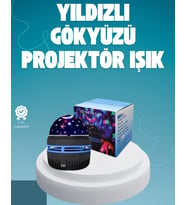 Döner Galaxy Projektör Gece Lambası – Ay ve Yıldız Işıklı Atmosfer Lamba, USB Bağlantılı