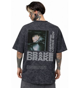 Drake Rapper Şarkıcı Sırt Baskılı Unisex Oversize Eskitme Yıkamalı Tişört
