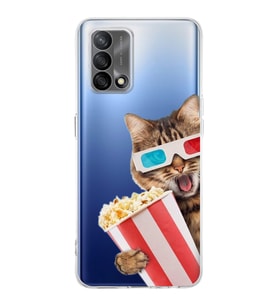 PrintiFy Oppo A74 4G ile Uyumlu Kedi 1 Kamera Korumalı Şeffaf Kılıf