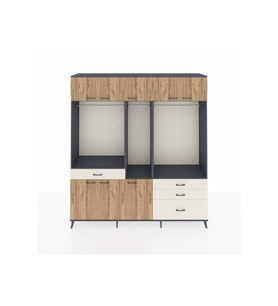 Hyperion Dolap 8 Raflı 4 Çekmeceli 3 Askılı 220x44x243 Antrasit-Çam/Aytaşı
