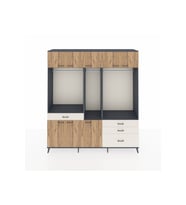 Hyperion Dolap 8 Raflı 4 Çekmeceli 3 Askılı 220x44x243 Antrasit-Çam/Aytaşı