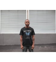 Unisex Bisiklet Yaka Baskılı Oversize T-Shirt - Siyah