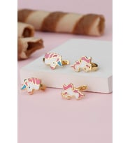925 Ayar Gümüş Gold Mineli Unicorn Küpe
