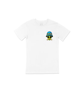 Bıyıklı Alien Cep Logo Tasarımlı Beyaz Tişört