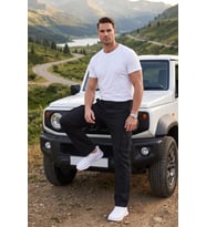 DeepSEA Erkek Relaxed Fit Bol Kesim Likralı Siyah Outdoor Kargo Pantolon – Çok Cepli Geniş Paça 1705421