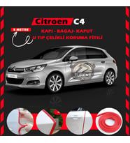 Citroen C4 Oto Araç Kapı Koruma Fitili 5metre Parlak Kırmızı Renk