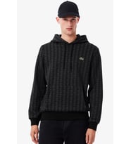 Lacoste Men's Monogram Fleece Hoodie Black Organik Pamuk Kapüşonlu Erkek Sweatshirt Antrasit