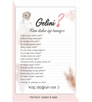 Gelini Kim Daha İyi Tanıyor? Bekarlığa Veda Soru Kartları 8 Adet 10x14cm