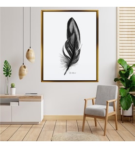 Tablore Siyah Kuş Tüyü Minimalist Kanvas Tablo Modern Iskandinav Siyah Beyaz Duvar Dekoru