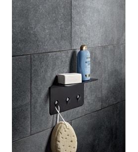 Modern Paslanmaz Metal Duş Rafı, Duş Düzenleyici, Banyo Rafı, Bayno Şampuanlık Siyah
