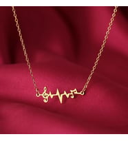 Kişiye Özel 925 Ayar Gümüş Müzik Notası Ritim Kolye (Gold)