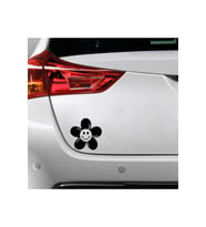 Gülen Papatya Tasarımlı Oto Sticker Siyah 15*15 Cm
