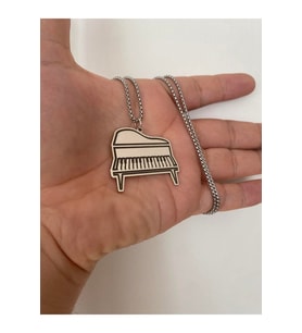 Piyano Gümüş Kolye 925 Ayar (Gümüş-Sarı)