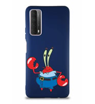 Huawei P Smart 2021 Soft Premier Kapak Bay Yengeç Tasarımlı Silikon Kılıf - Lacivert (Şeffaf)