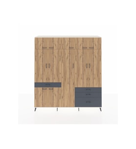 Hyperion Dolap 11 Raflı 4 Çekmeceli 2 Askılı 220x44x243 Aytaşı-Çam/Antrasit